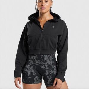 Gymshark Black Cropped Zip Up Hoodie